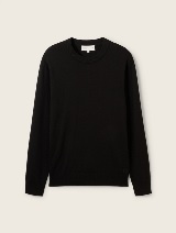 Pleteni pulover s okruglim izrezom - Crna_5186237