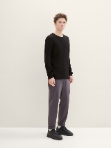 Strukirani pleteni džemper - Crna_9811347