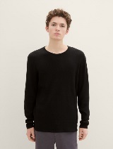 Strukirani pleteni džemper - Crna_9811347