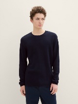 Strukirani pleteni džemper - Plava_6284069