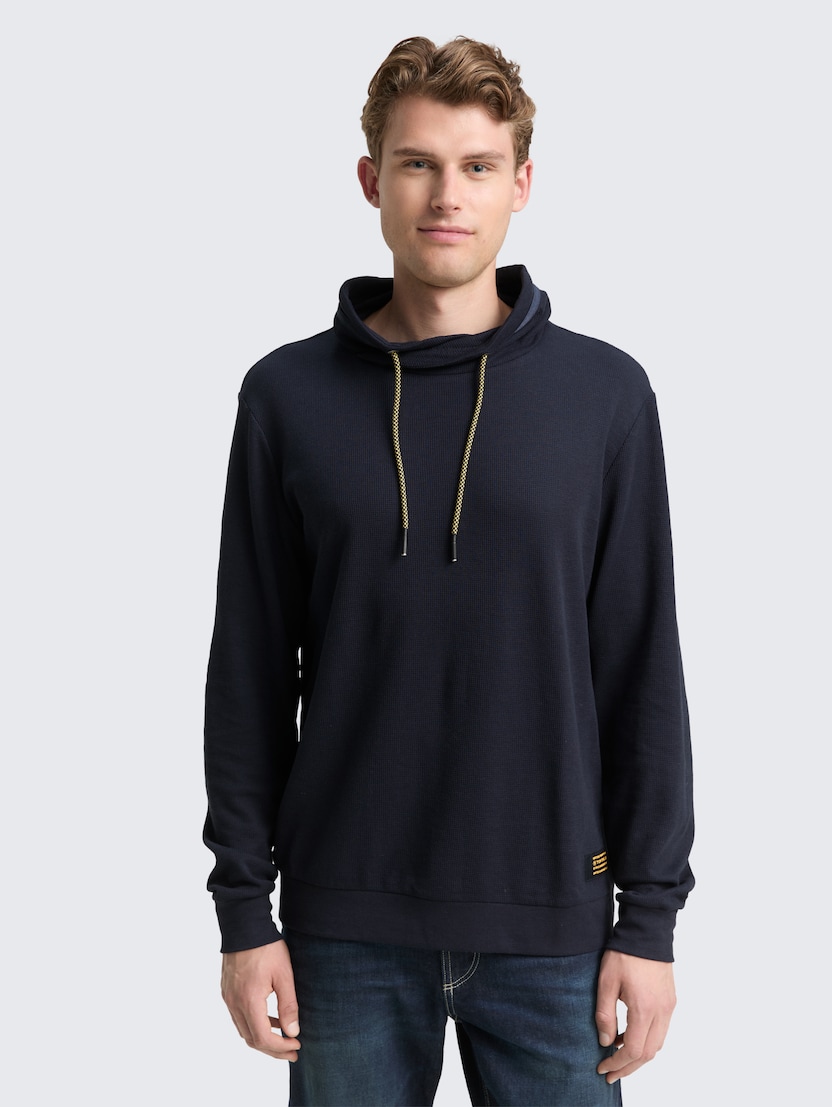 Tricou cu guler snood structurat - Albastru-1048615-10668-16