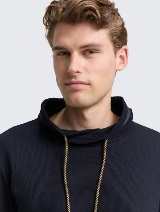 Tricou cu guler snood structurat - Albastru_6947249