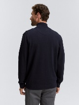 Jachetă tricotată structurată - Albastru_8800331