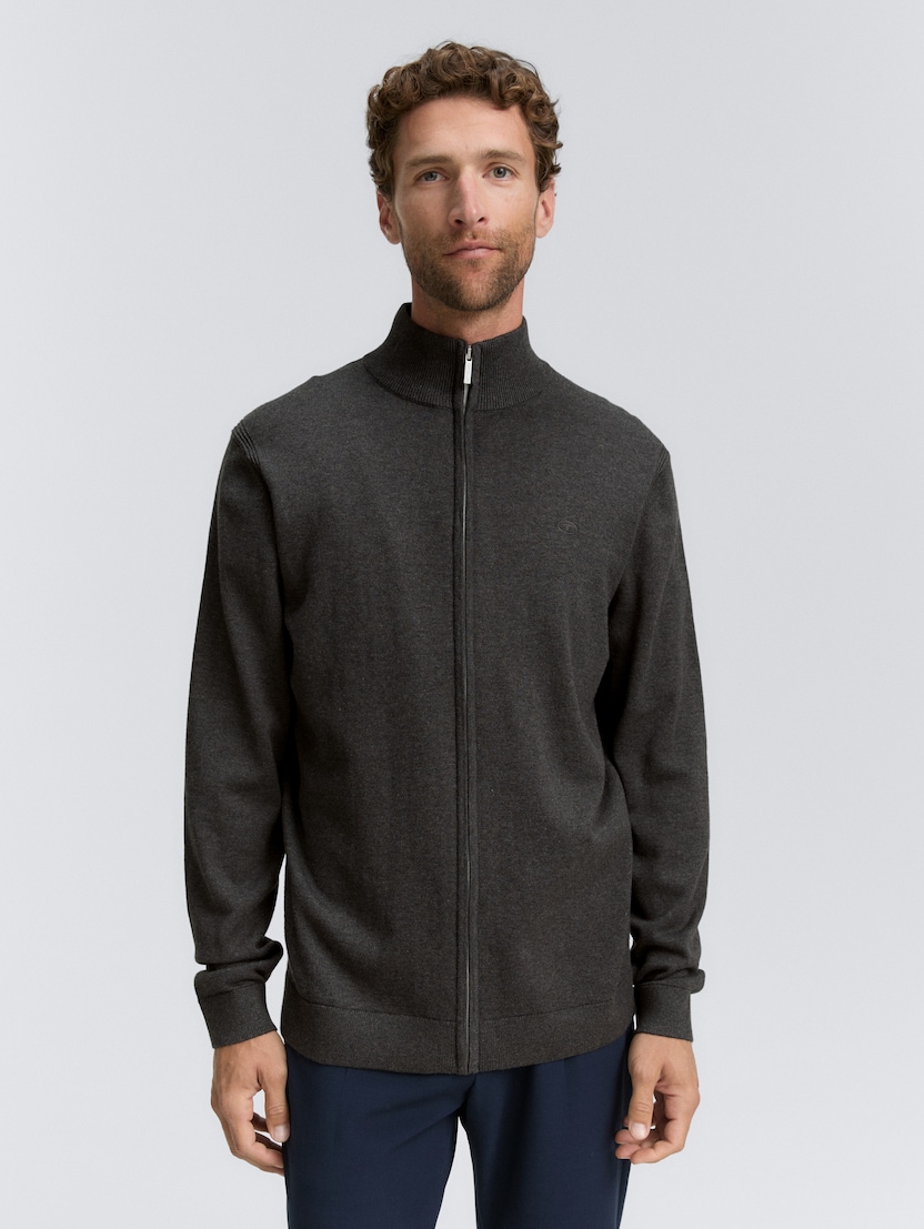 Strukturirana pletena jakna - Siva_9584666