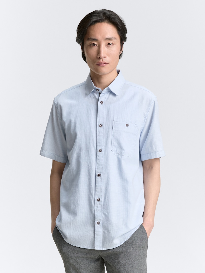 Strukturirana pamuk/lan košulja - Plava_7789562