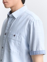 Strukturirana pamuk/lan košulja - Plava_7789562